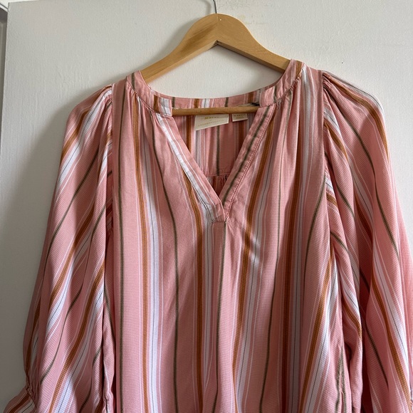 Anthropologie Maeve Pink Brenda Striped Balloon Sleeve Blouse size XS EUC - Picture 5 of 8